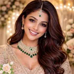 Bride with glowing skin and perfect smile after 6-month transformation protocol